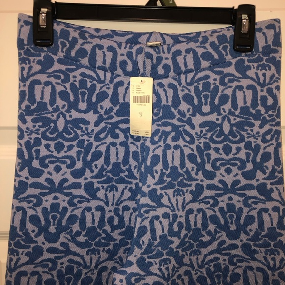 New Maeve x Anthropologie Blue Jacquard Sweater Pull-On Wide Leg Pants sz S - Picture 4 of 8